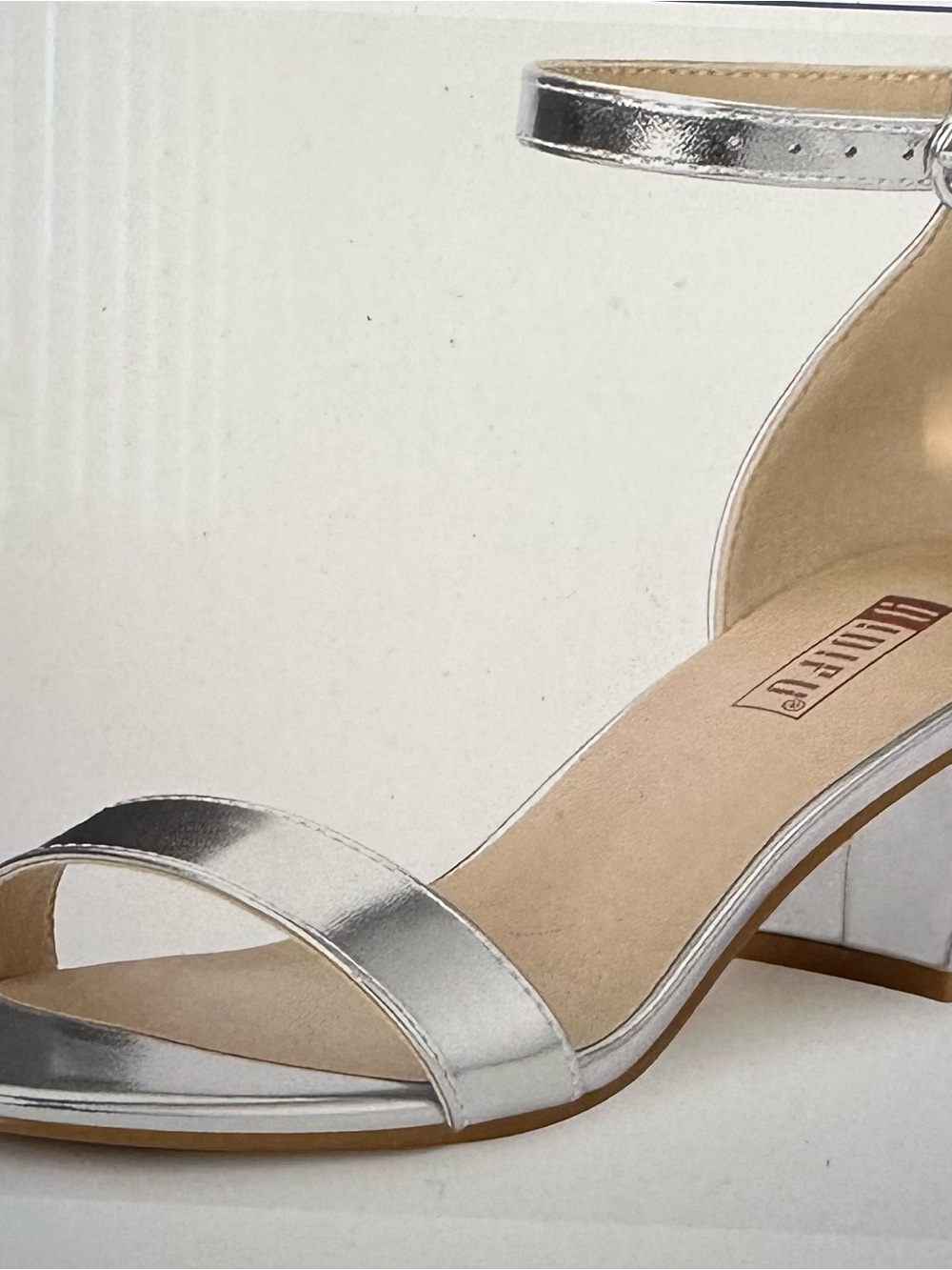 NWT IDIFU Silver Metallic Ankle-Strap 2” approx. Heels
